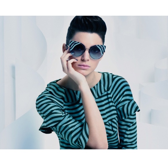 Fendi “Hypnoshine” Blue Green Cat Eye Sunglasses